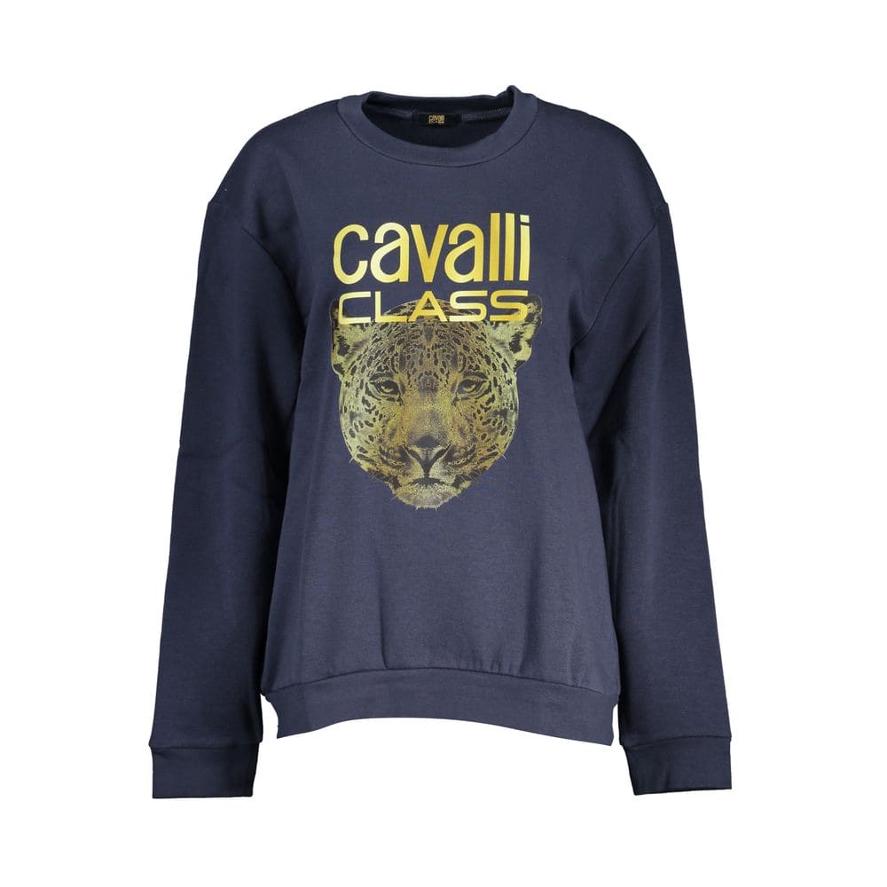 Sweat-shirt ras du cou en polaire bleu élégant Cavalli Class