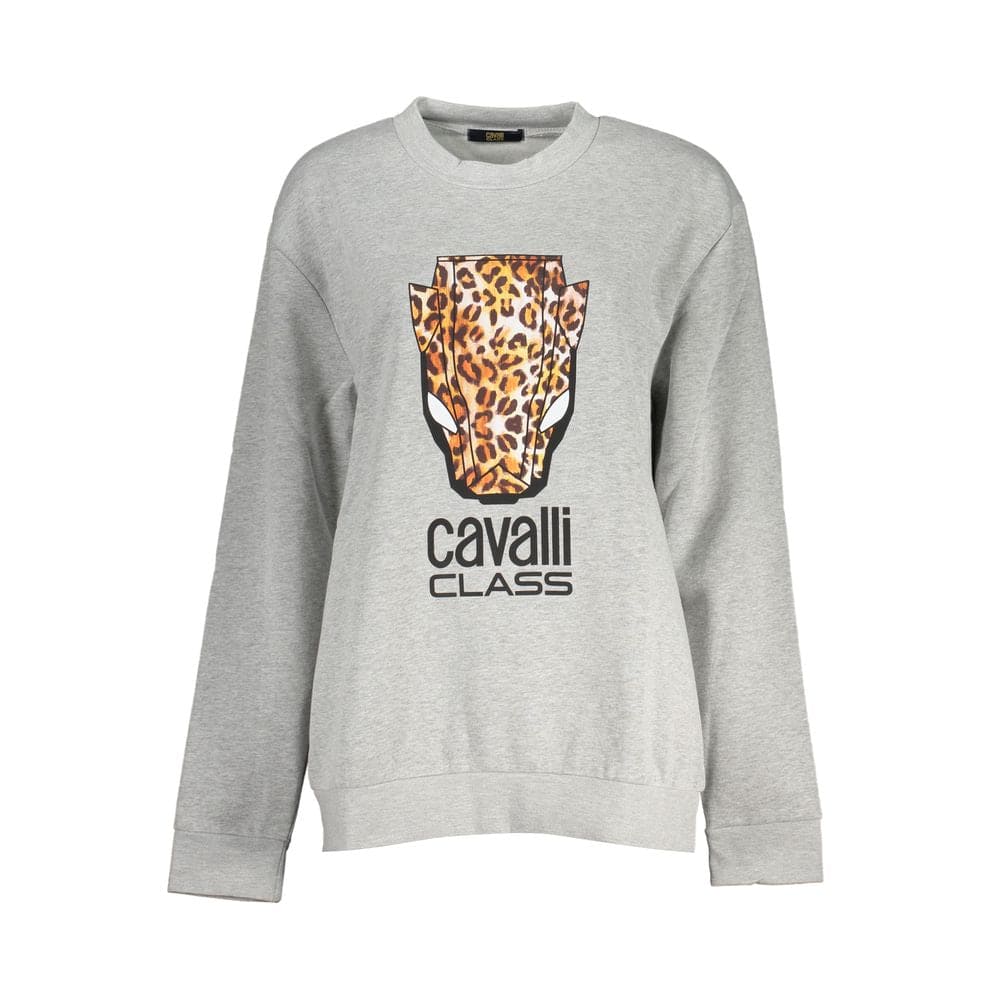 Sweat-shirt ras du cou en polaire gris Cavalli Class Chic