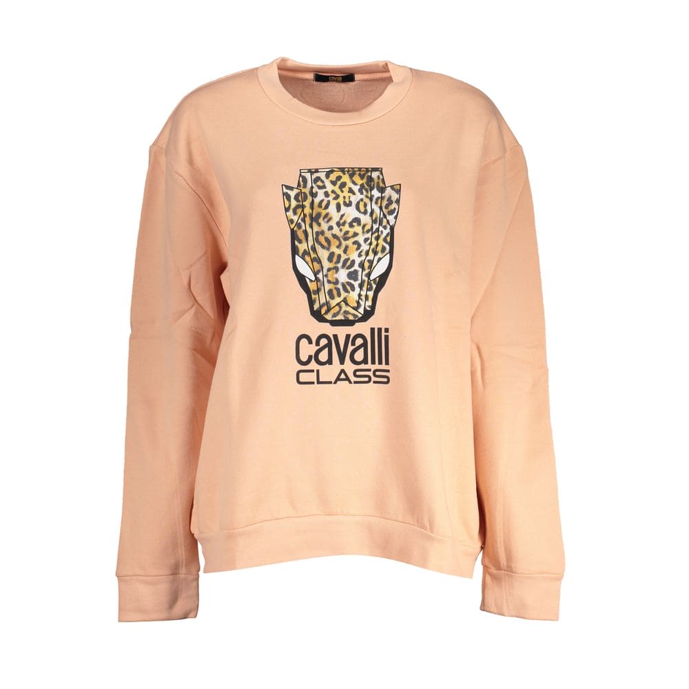 Pull col rond en polaire rose élégant de classe Cavalli