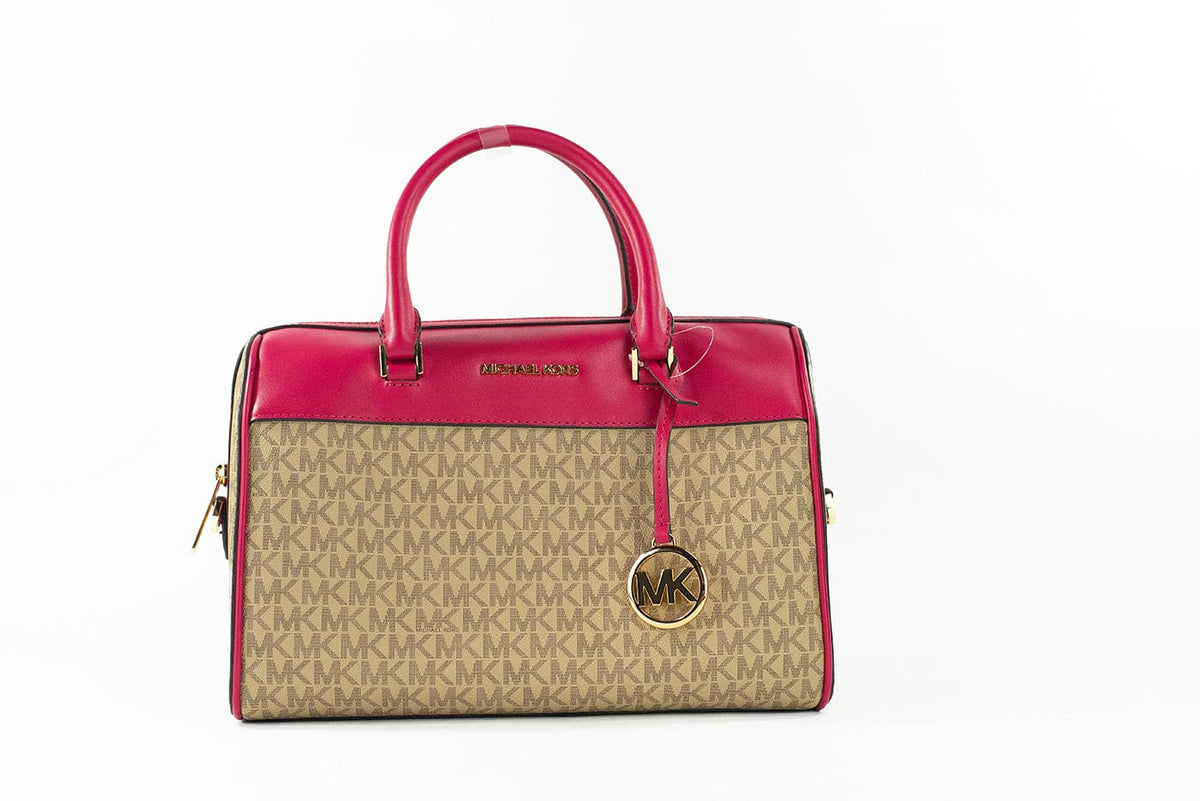 Sac à main Michael Kors Travel Medium Carmine Pink Signature en PVC