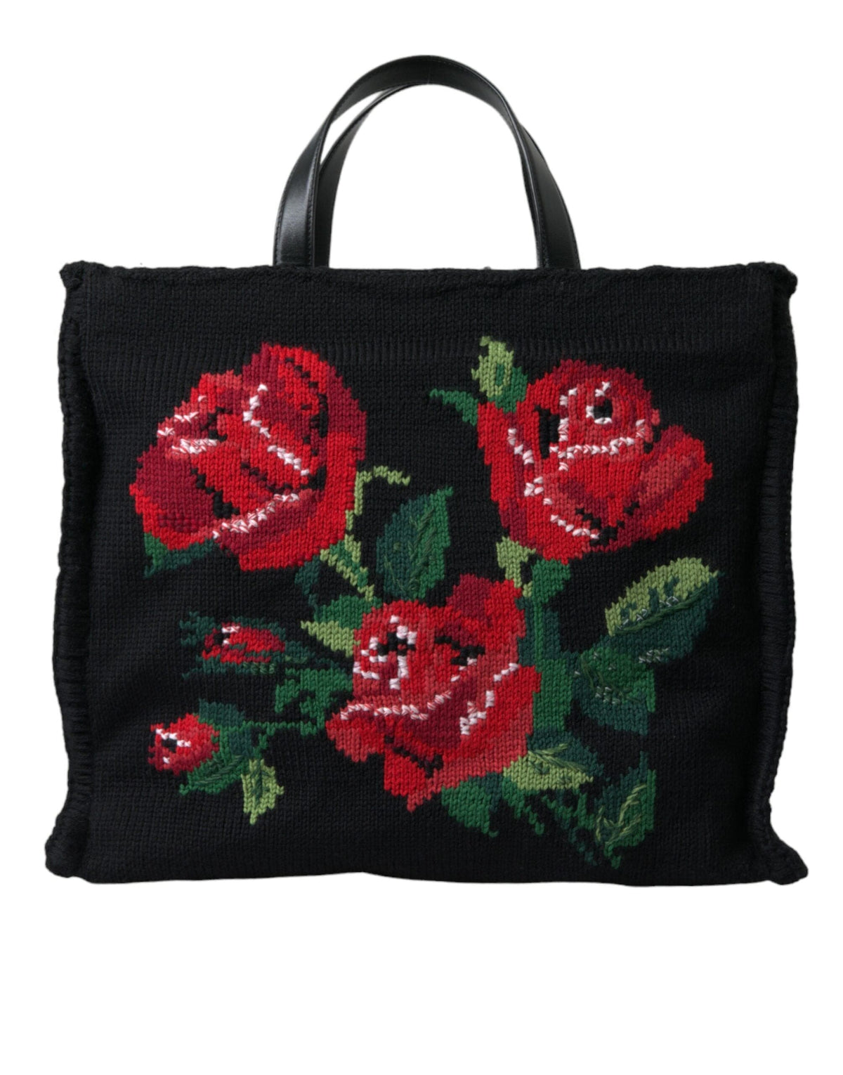 Sac fourre-tout noir brodé à fleurs chic Dolce &amp; Gabbana