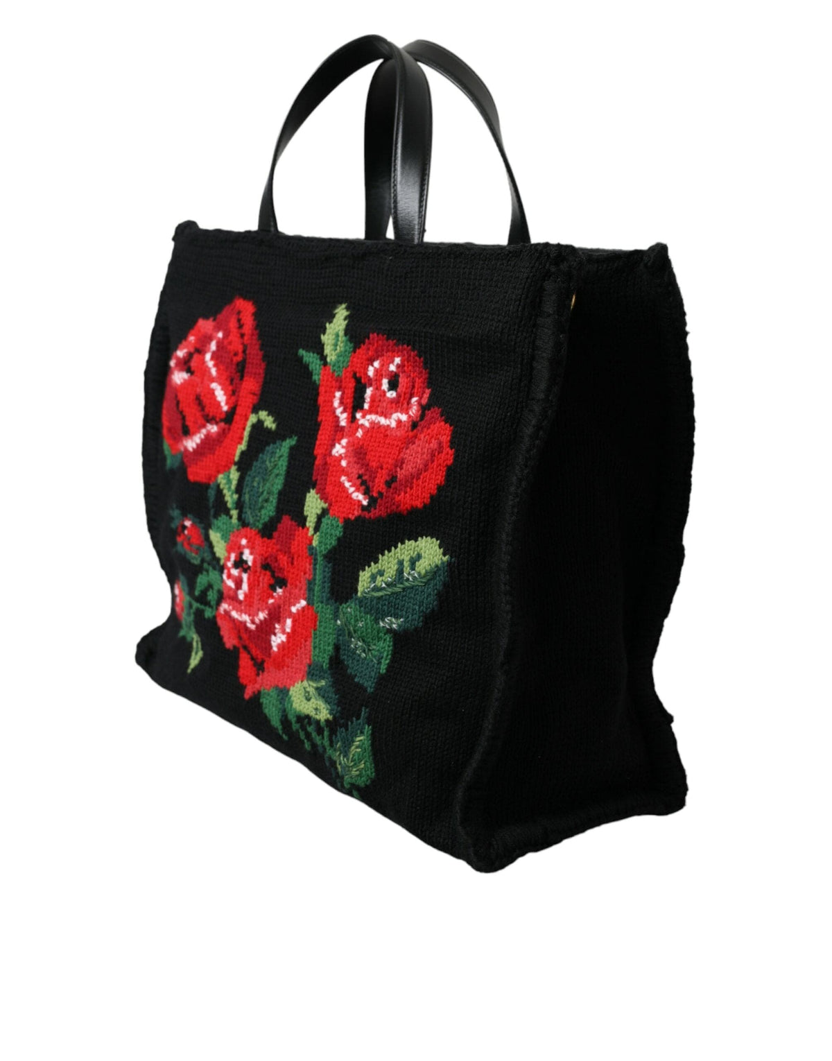 Sac fourre-tout noir brodé à fleurs chic Dolce &amp; Gabbana