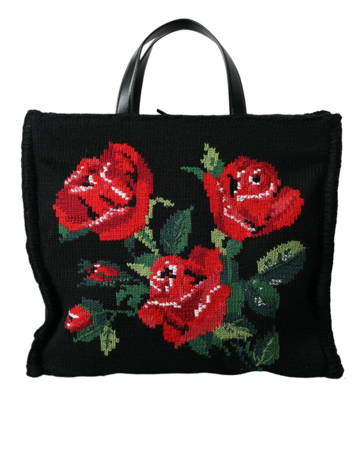 Sac fourre-tout noir brodé à fleurs chic Dolce &amp; Gabbana