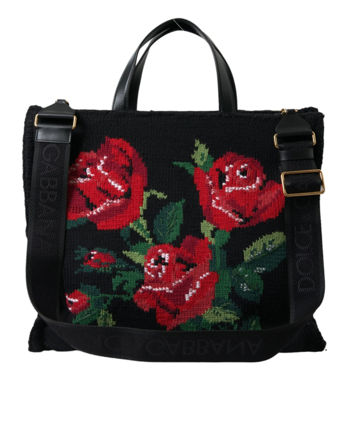 Bolso de mano negro con bordado floral elegante de Dolce &amp; Gabbana