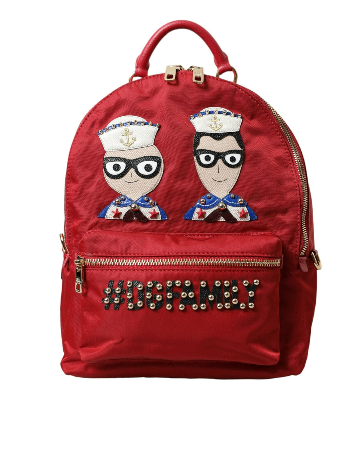 Mochila roja adornada con detalles dorados de Dolce &amp; Gabbana