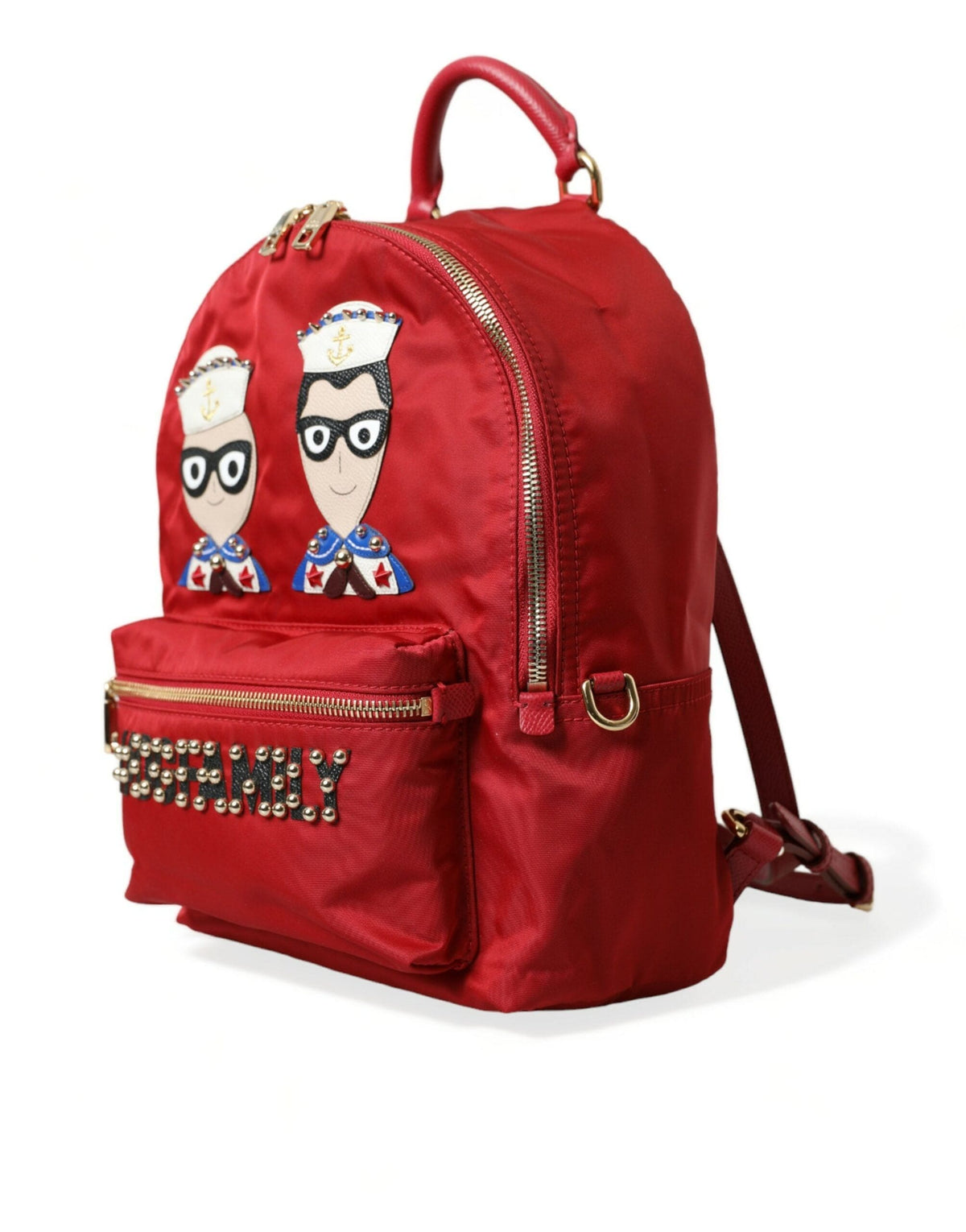 Mochila roja adornada con detalles dorados de Dolce &amp; Gabbana