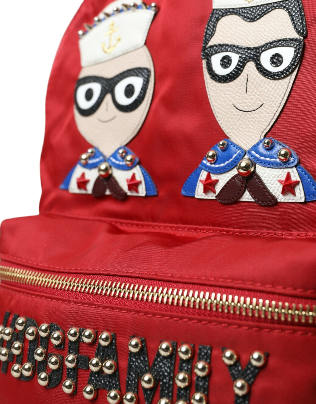 Mochila roja adornada con detalles dorados de Dolce &amp; Gabbana