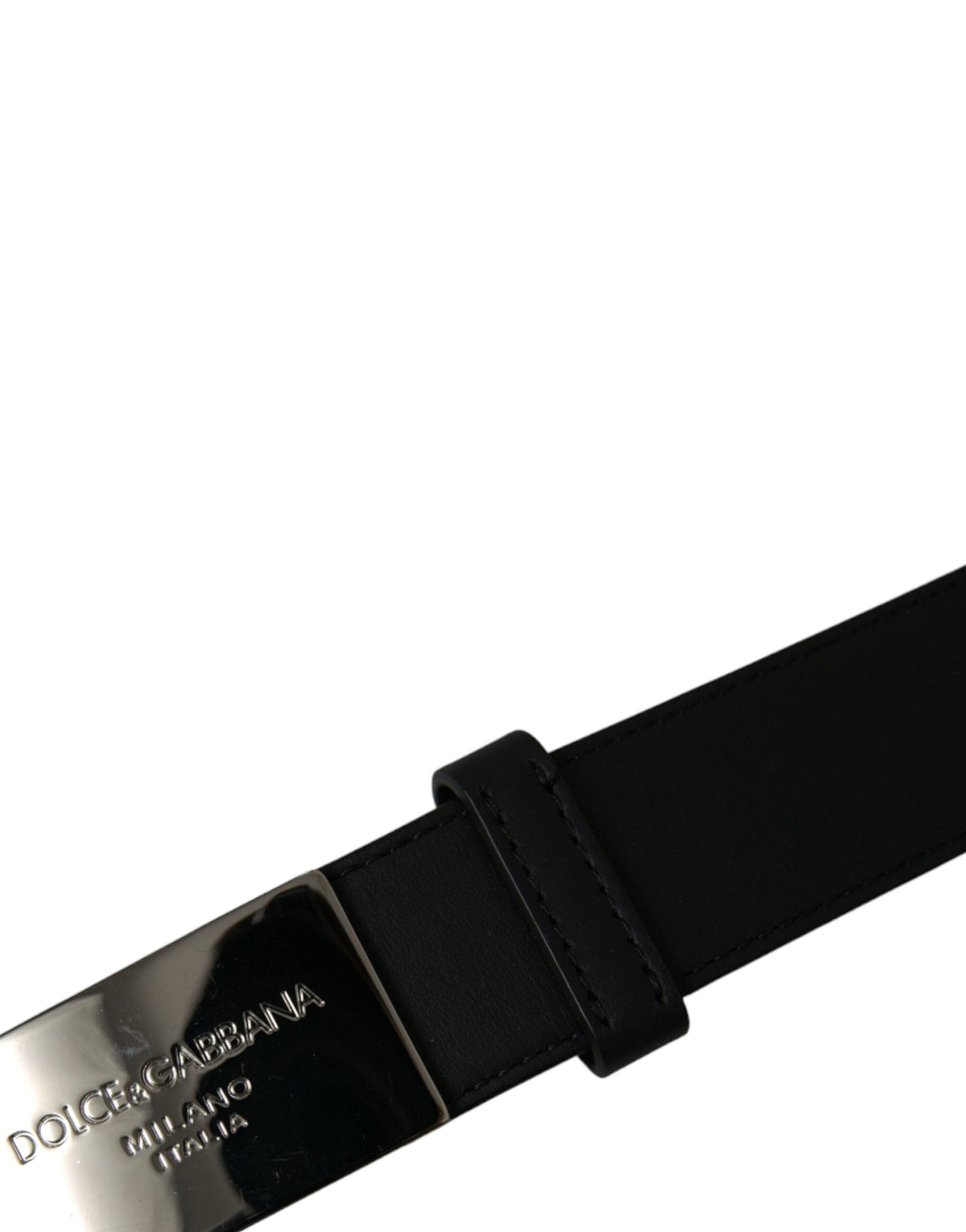 Ceinture élégante en cuir noir Dolce &amp; Gabbana avec boucle en métal