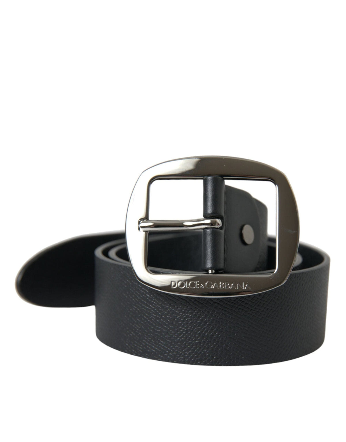 Ceinture élégante en cuir noir Dolce &amp; Gabbana avec boucle en métal