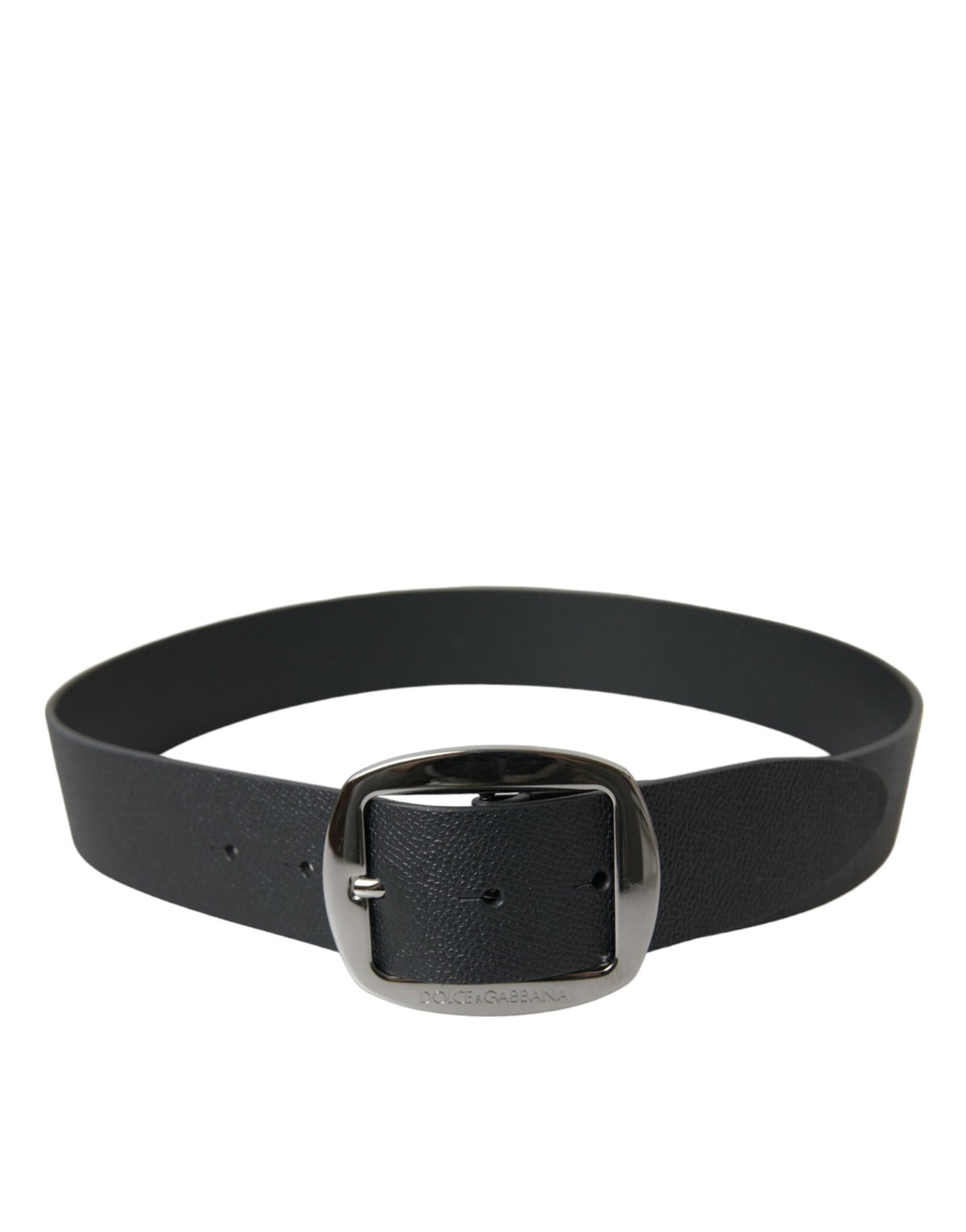 Ceinture élégante en cuir noir Dolce &amp; Gabbana avec boucle en métal