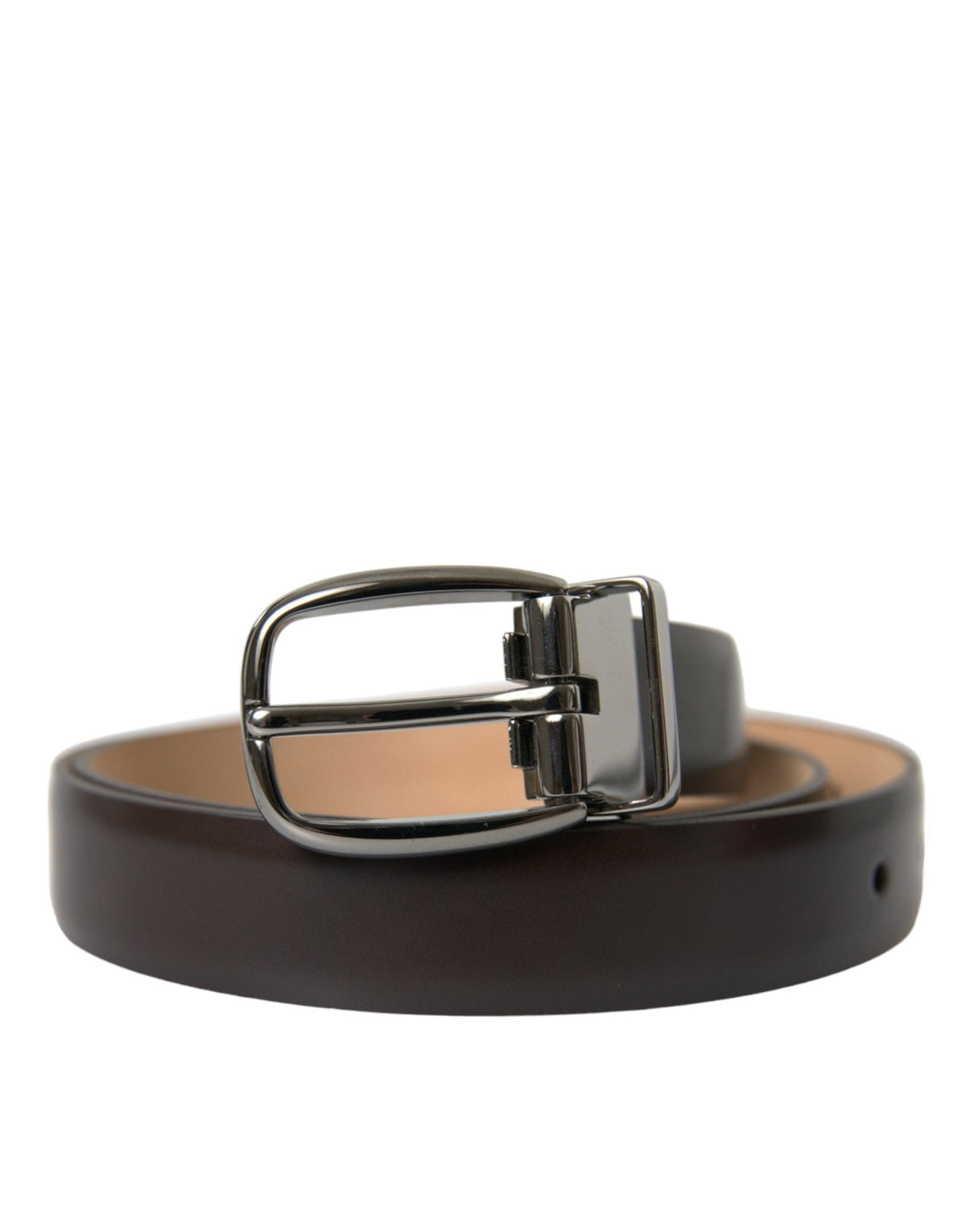 Ceinture élégante en cuir marron foncé Dolce &amp; Gabbana