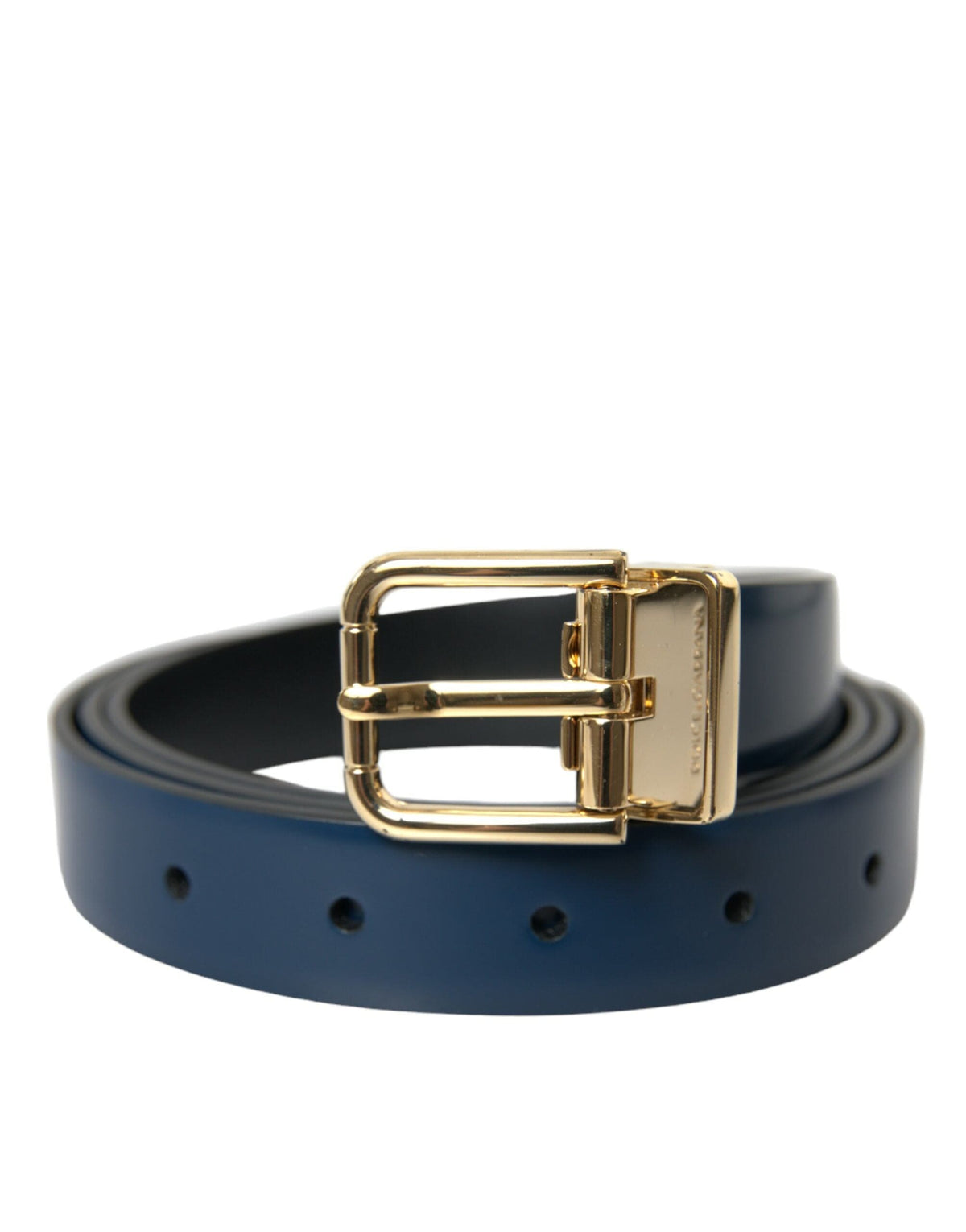 Ceinture élégante en cuir bleu Dolce &amp; Gabbana avec boucle en métal