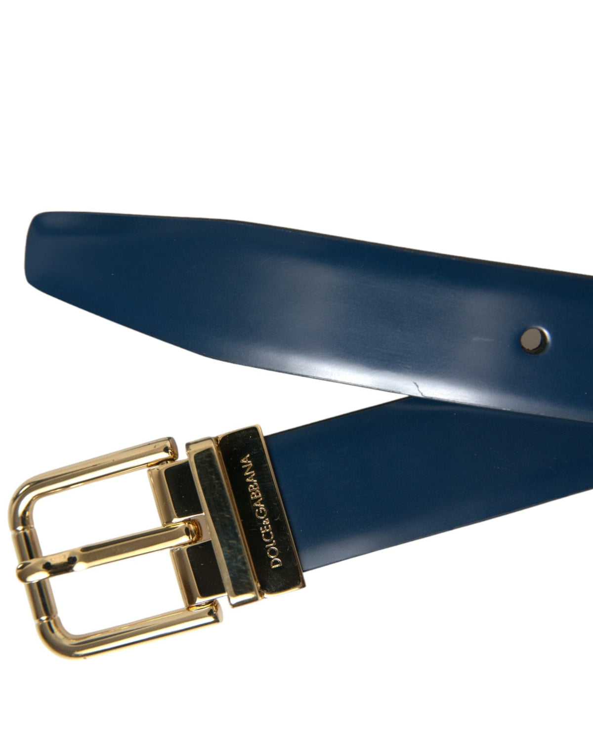 Ceinture élégante en cuir bleu Dolce &amp; Gabbana avec boucle en métal