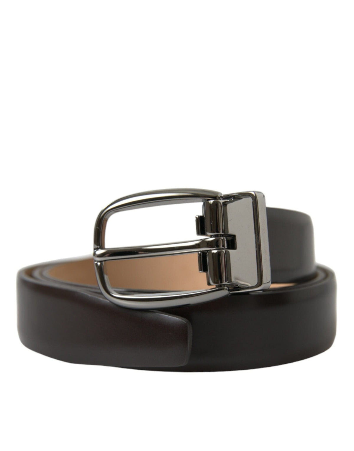 Ceinture élégante en cuir de veau marron foncé Dolce &amp; Gabbana