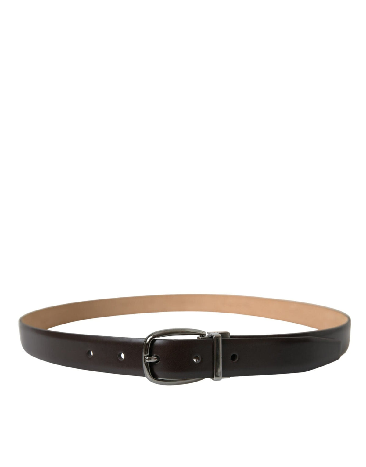 Ceinture élégante en cuir de veau marron foncé Dolce &amp; Gabbana