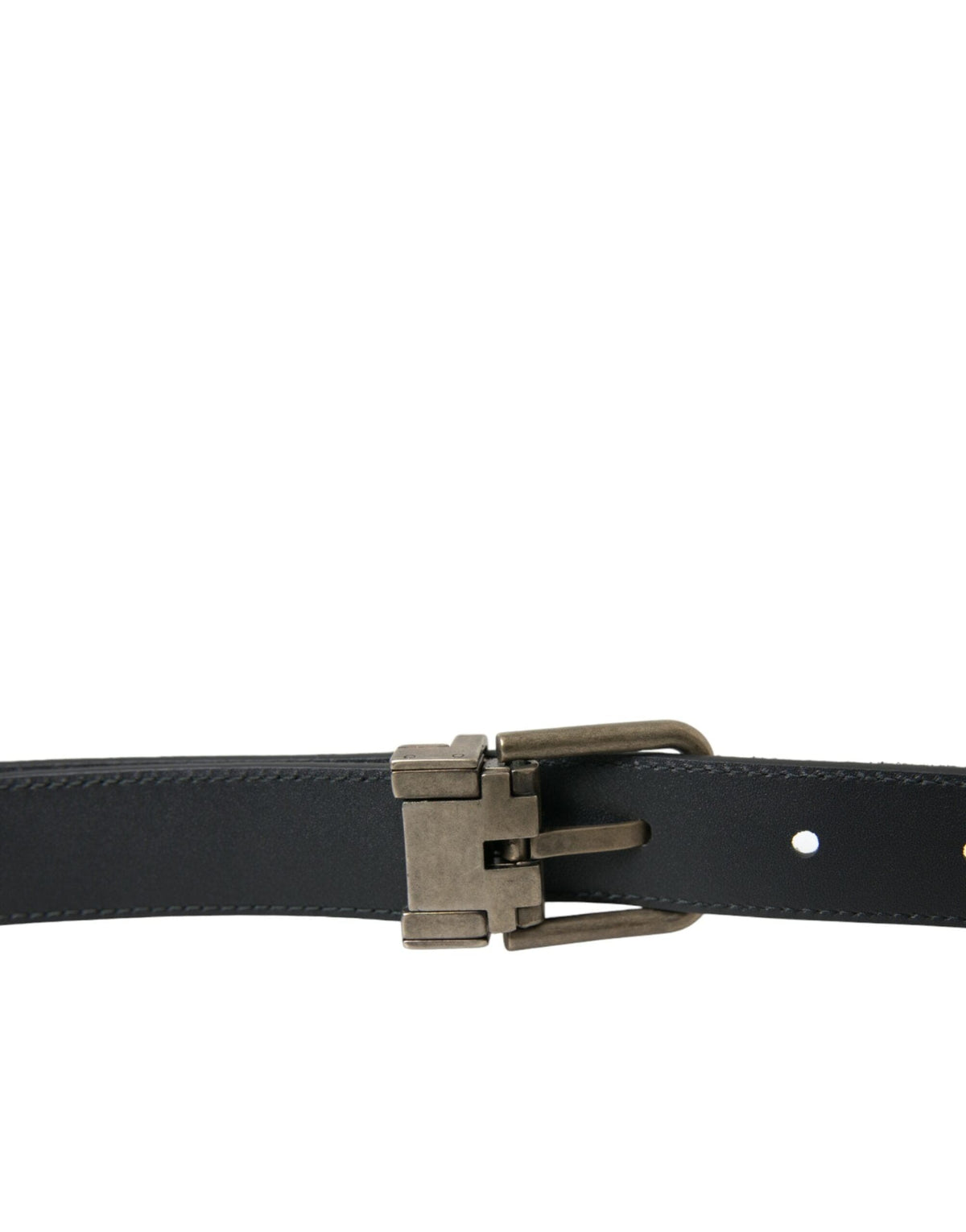 Ceinture élégante en cuir noir Dolce &amp; Gabbana avec boucle en métal