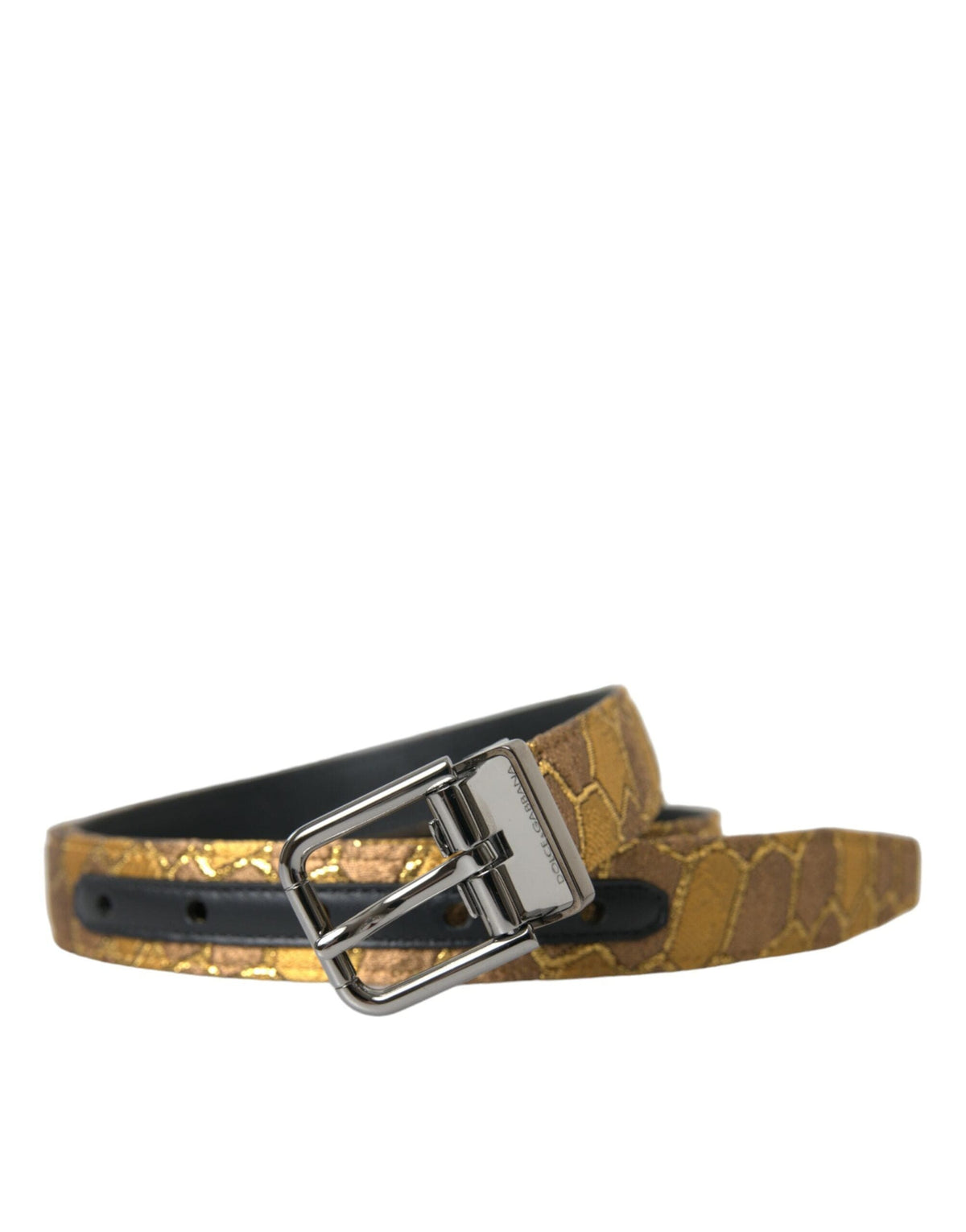 Ceinture élégante en cuir doré Dolce &amp; Gabbana