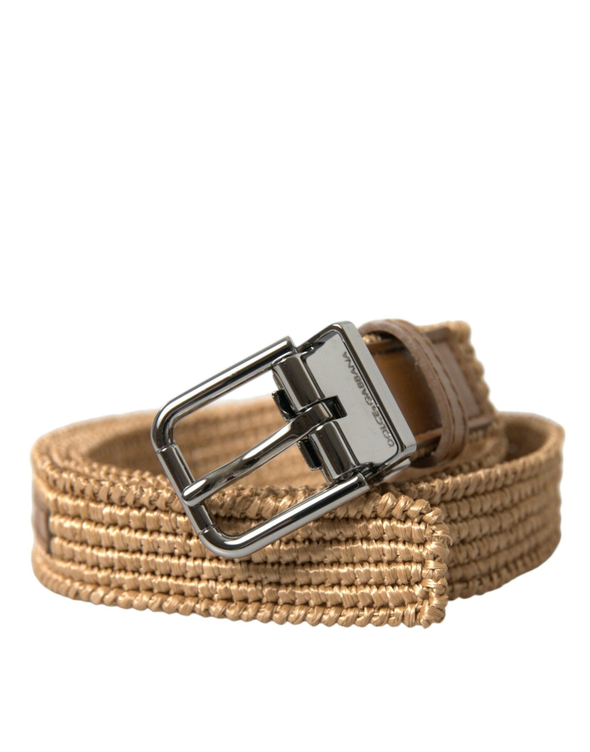 Ceinture en cuir tressé beige élégante Dolce &amp; Gabbana