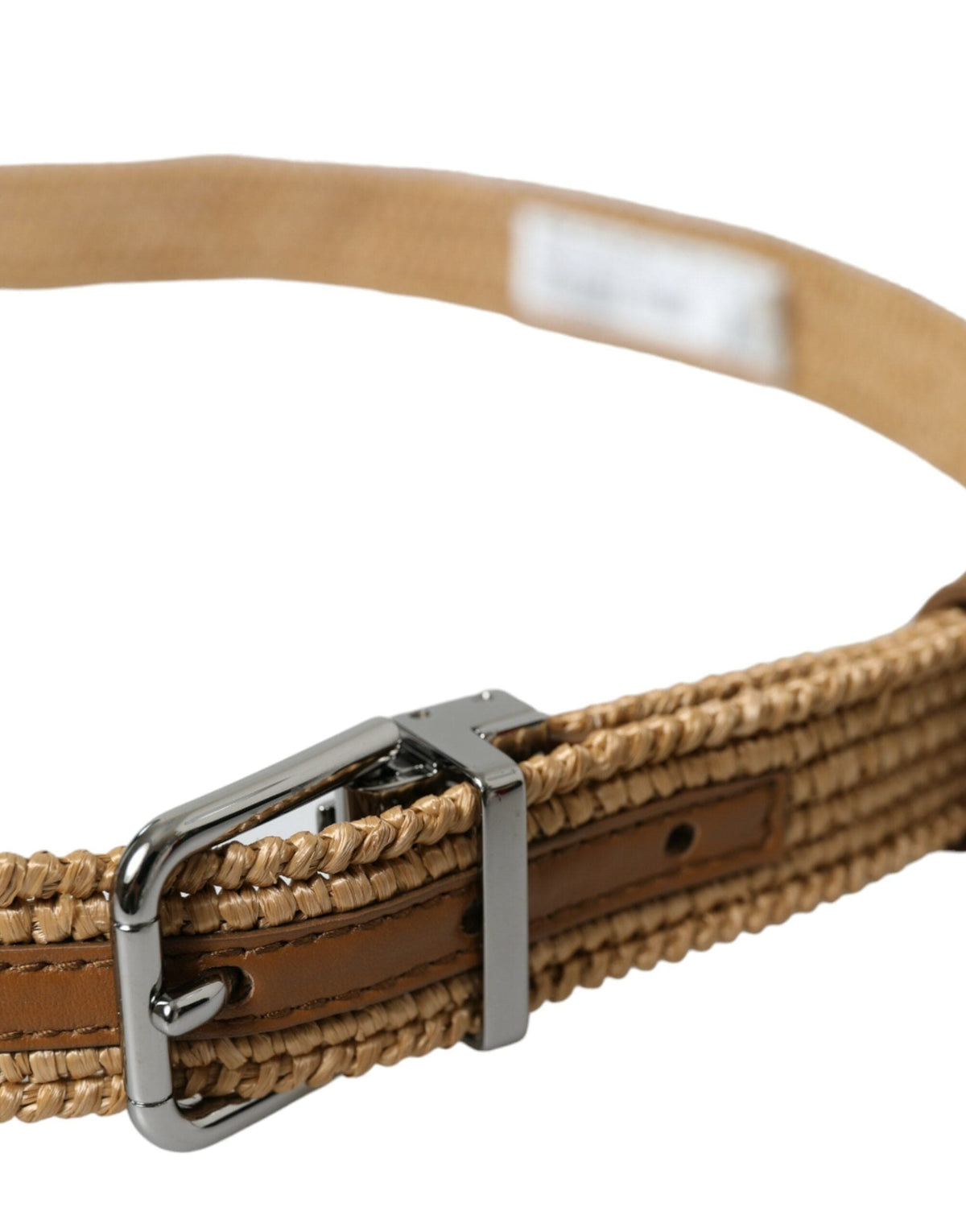 Ceinture en cuir tressé beige élégante Dolce &amp; Gabbana