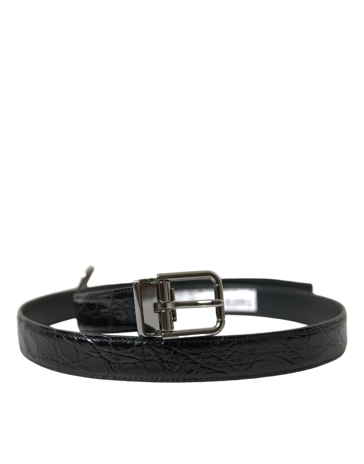 Ceinture élégante en cuir noir Dolce &amp; Gabbana avec boucle en métal