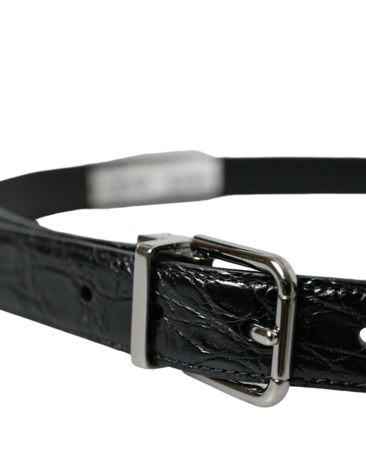 Ceinture élégante en cuir noir Dolce &amp; Gabbana avec boucle en métal