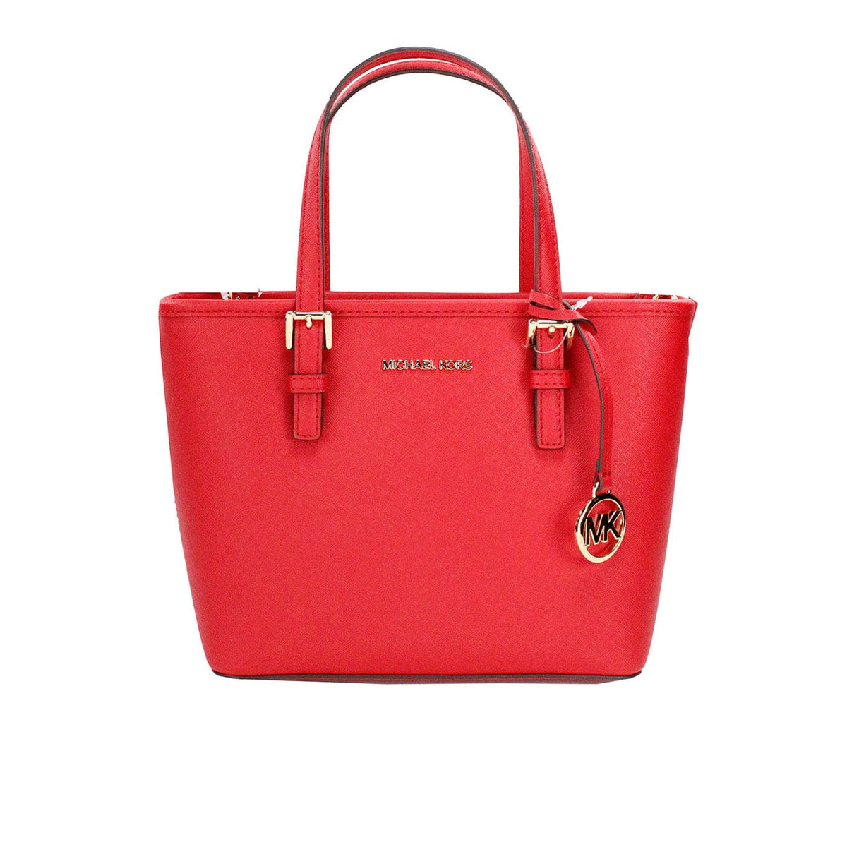 Sac fourre-tout zippé en cuir rouge vif Jet Set XS de Michael Kors