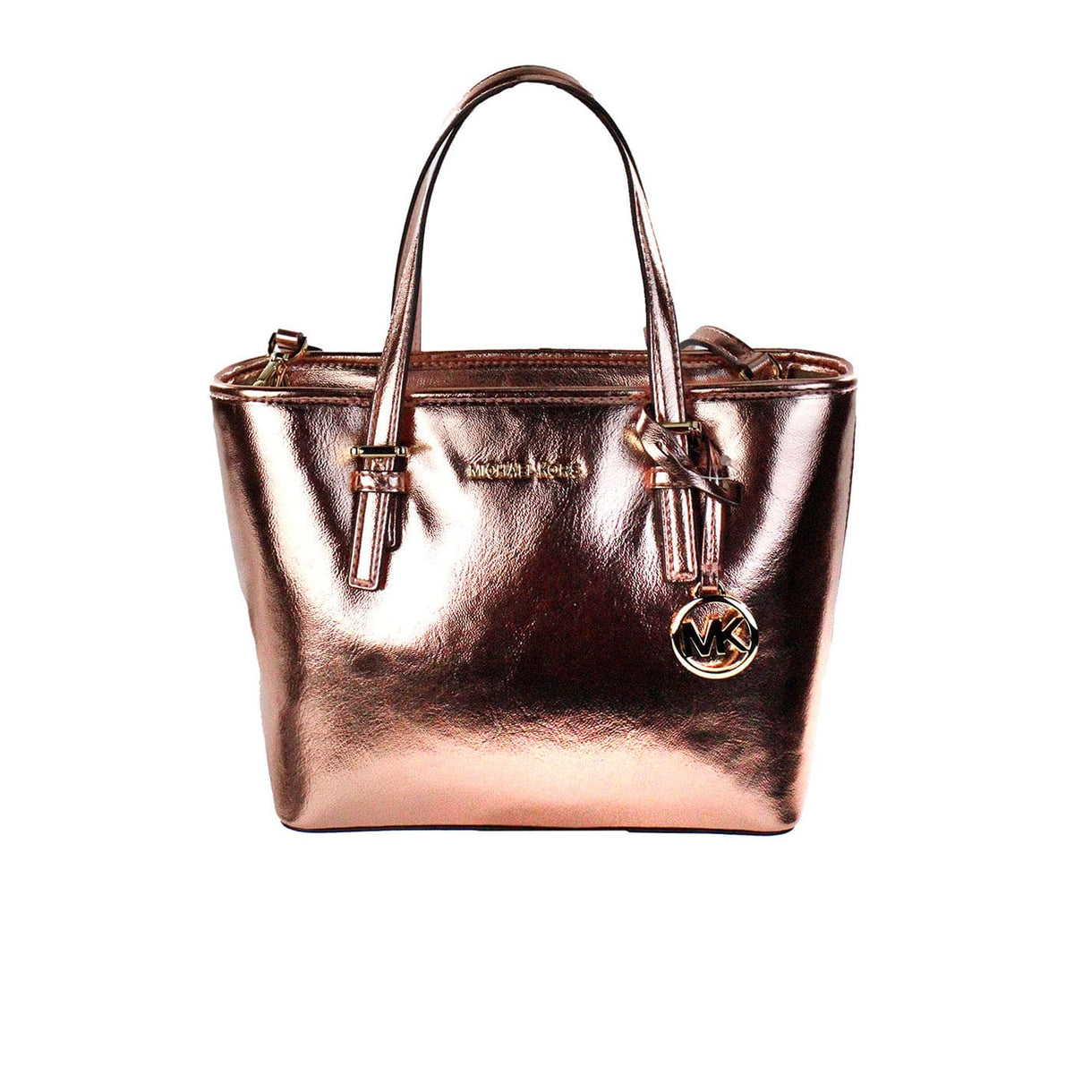 Sac fourre-tout à fermeture éclair sur le dessus Jet Set Primrose Metallic XS de Michael Kors