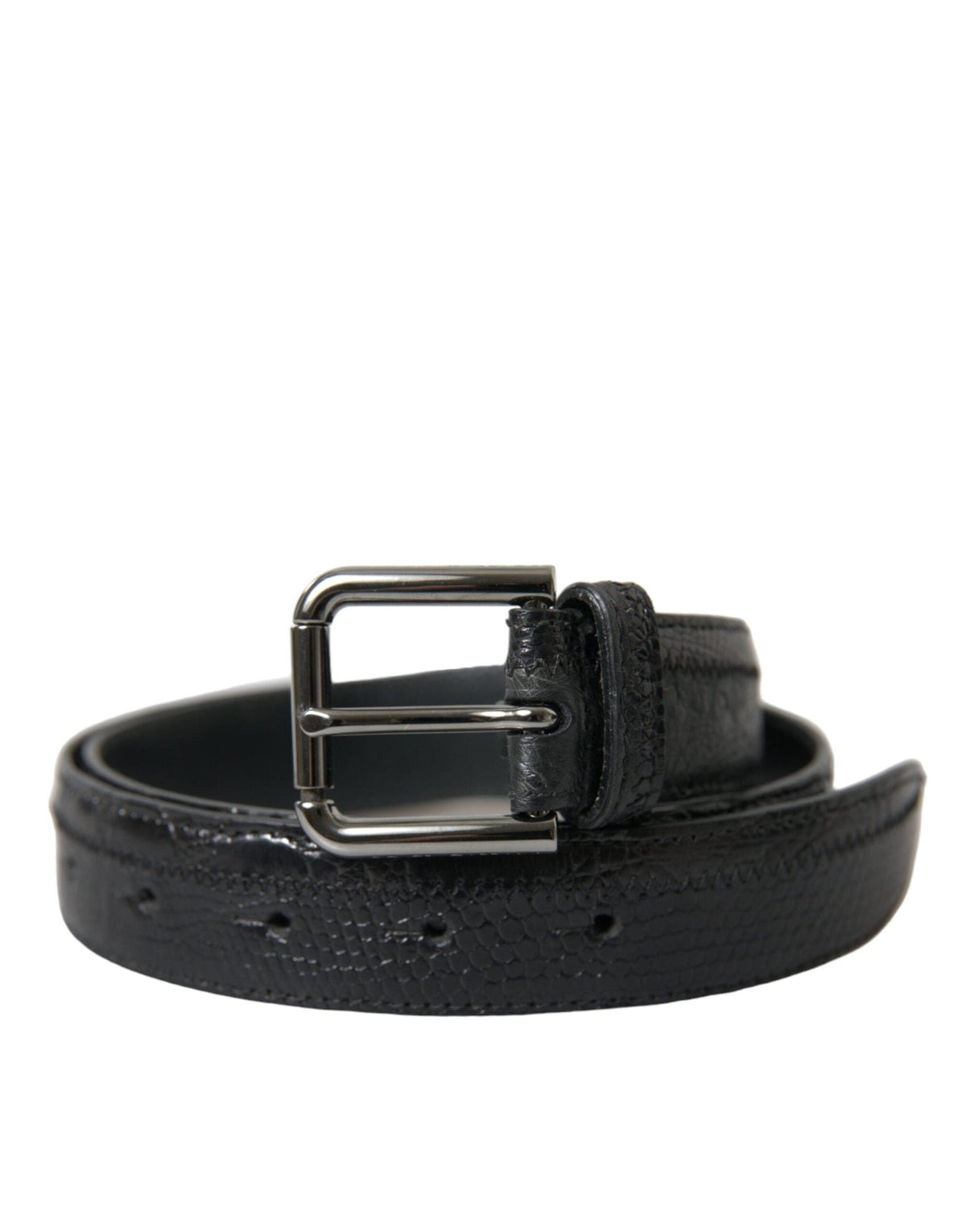 Ceinture élégante en cuir noir Dolce &amp; Gabbana avec boucle en métal