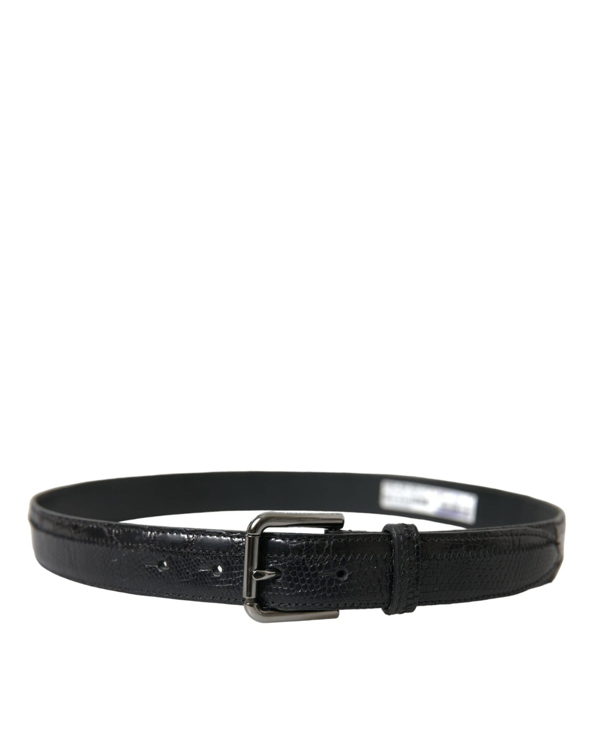 Ceinture élégante en cuir noir Dolce &amp; Gabbana avec boucle en métal