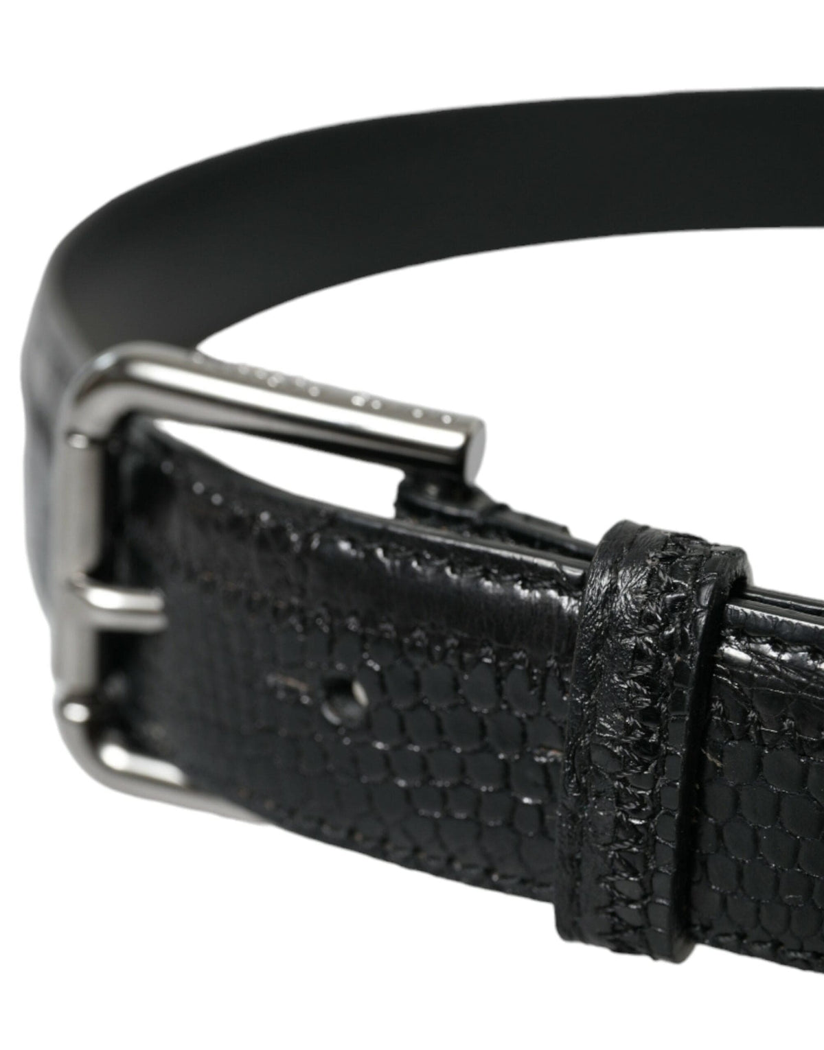 Ceinture élégante en cuir noir Dolce &amp; Gabbana avec boucle en métal