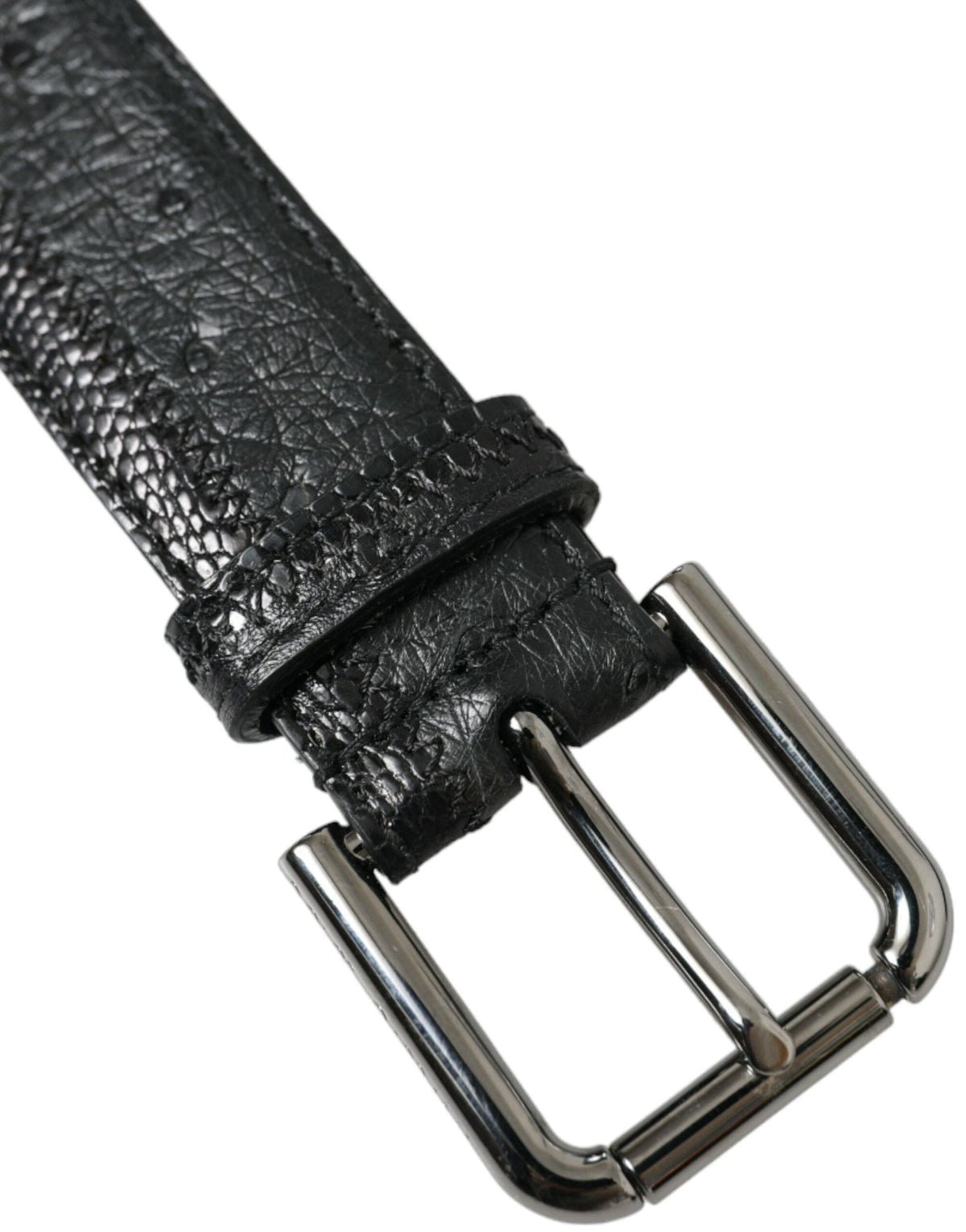 Ceinture élégante en cuir noir Dolce &amp; Gabbana avec boucle en métal