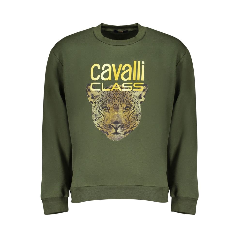 Sudadera elegante de cuello redondo de polar verde de Cavalli Class