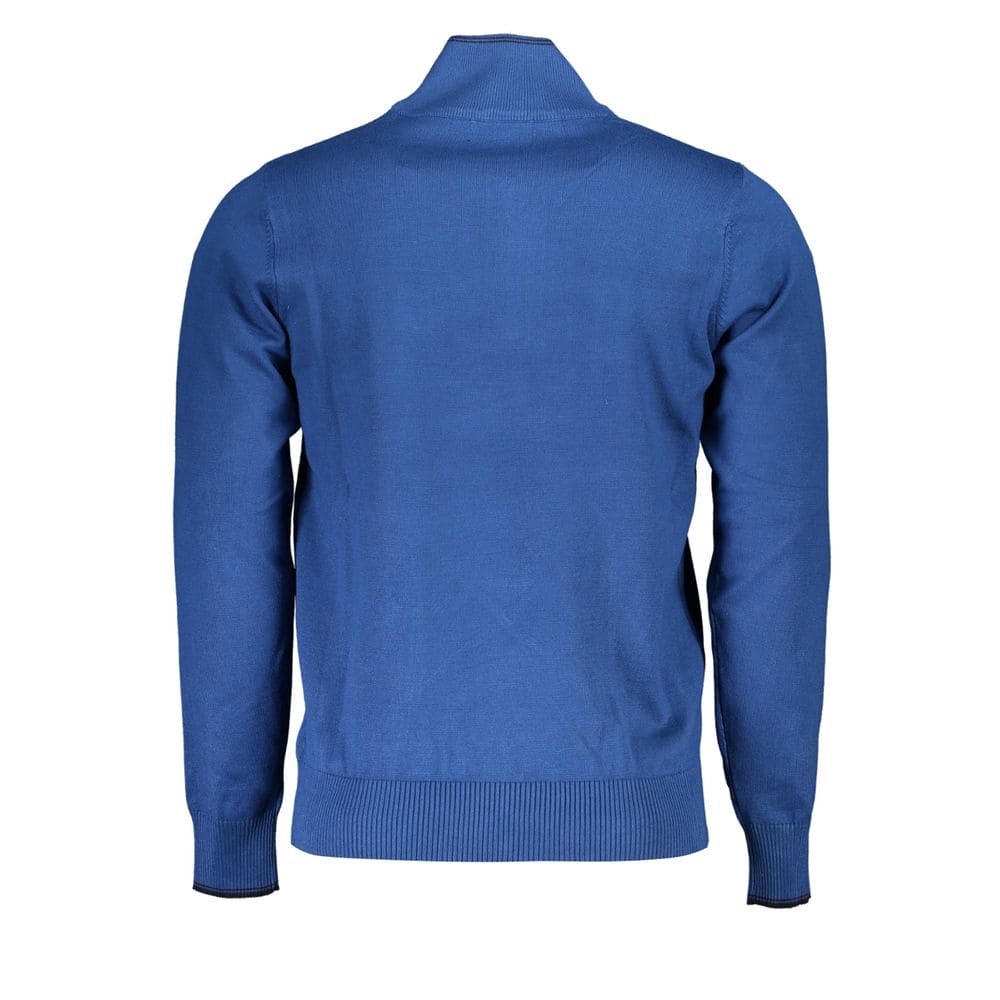 Pull bleu élégant à demi-zip avec détails brodés US Grand Polo