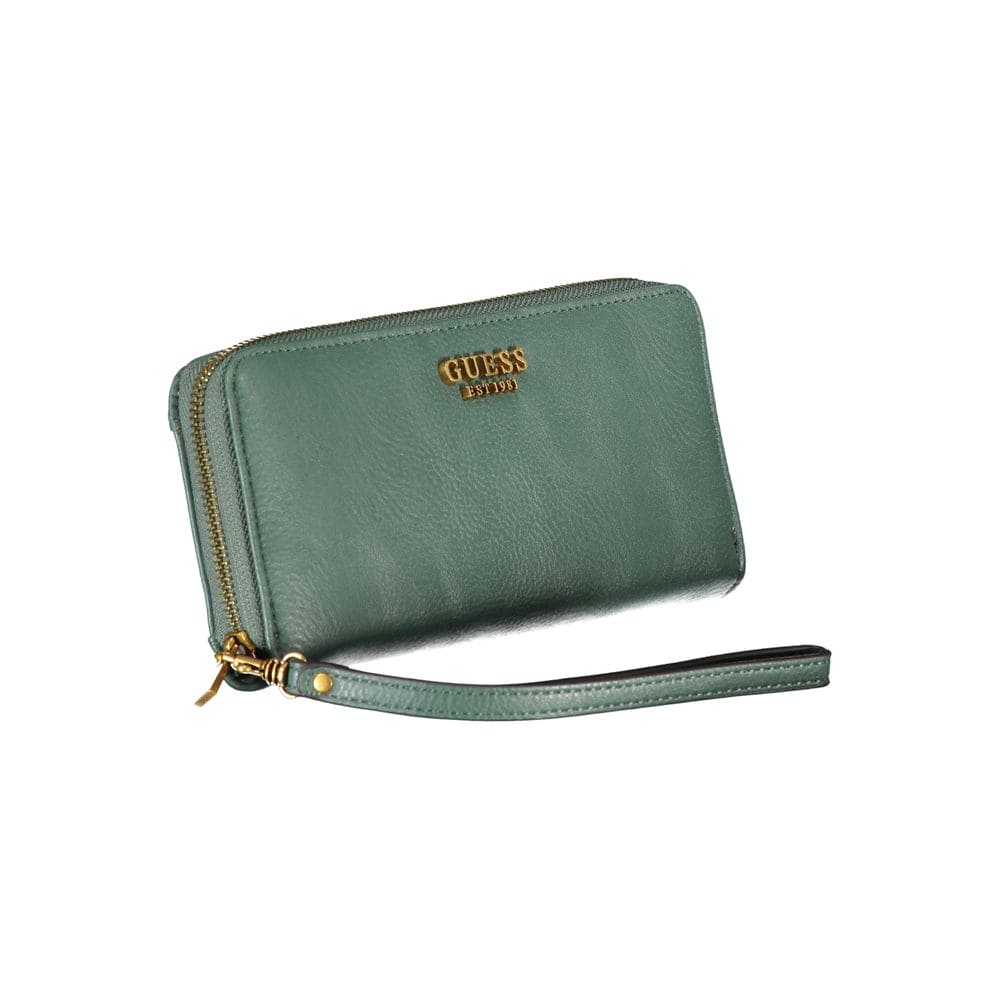 Cartera chic verde de polietileno con múltiples compartimentos de Guess Jeans