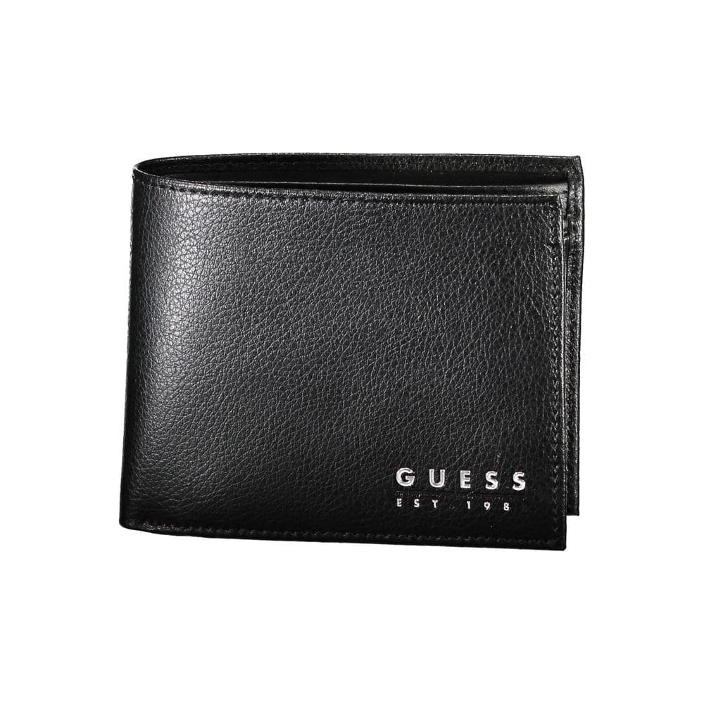 Portefeuille à deux compartiments en cuir noir Guess Jeans Chic