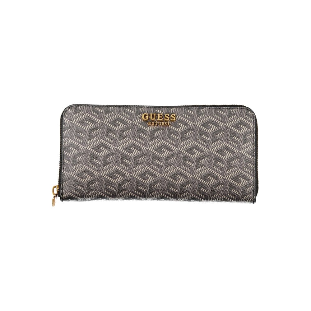 Cartera elegante negra de polietileno con múltiples compartimentos Guess Jeans