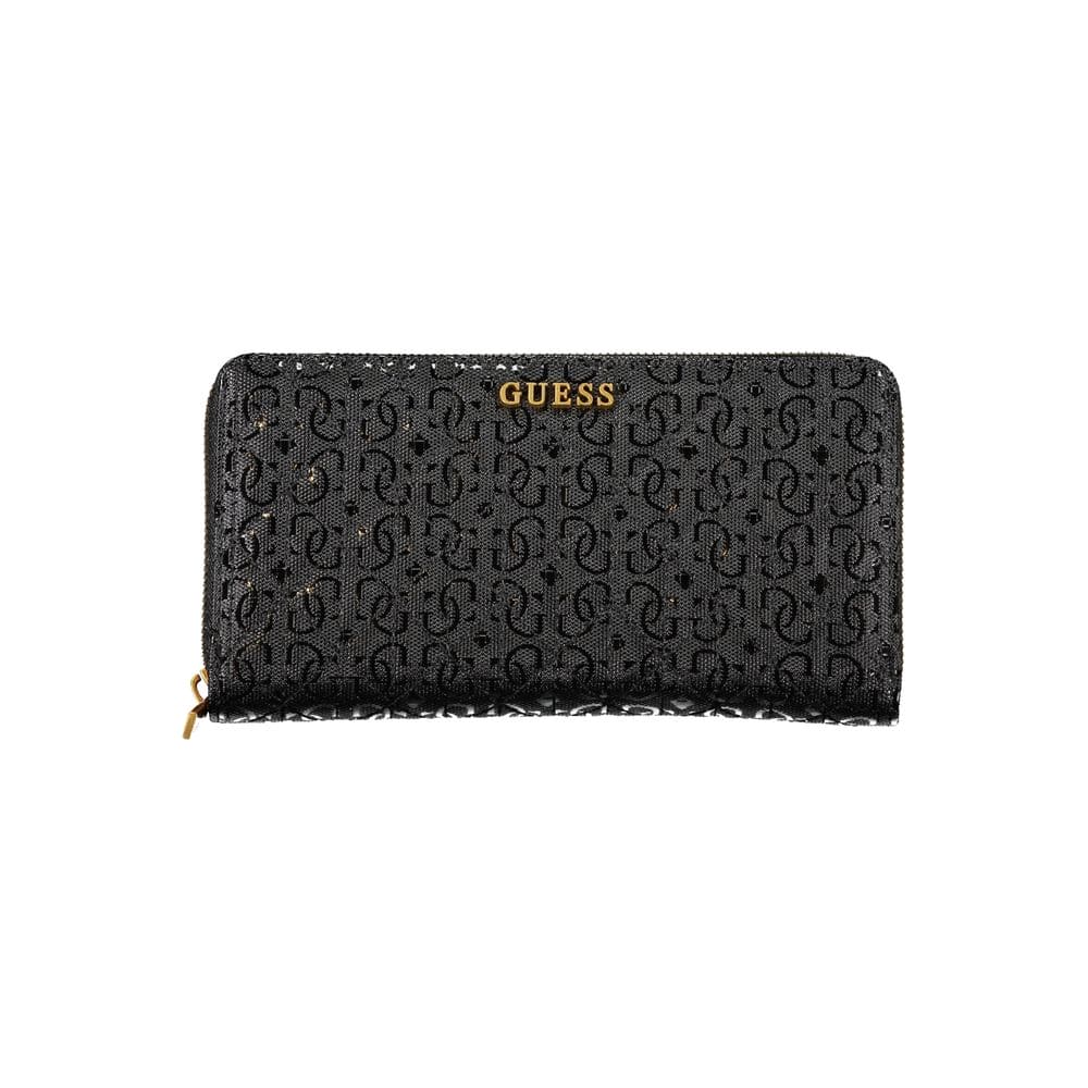 Cartera elegante negra de polietileno con cierre de cremallera de Guess Jeans