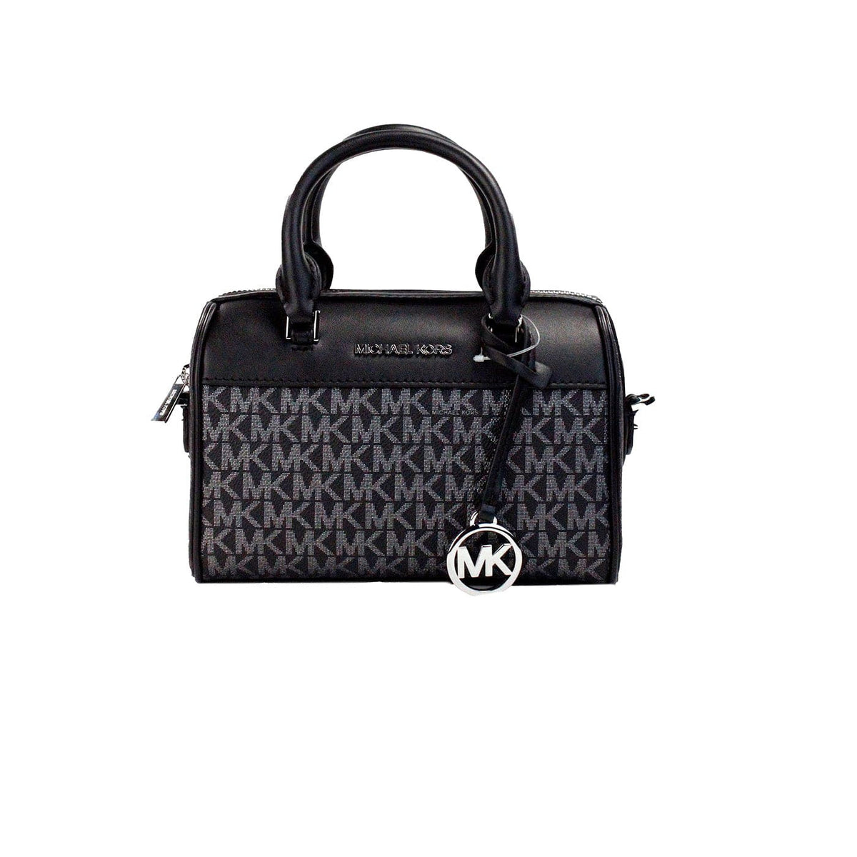 Sac à main Michael Kors Travel XS en PVC noir et argent avec signature