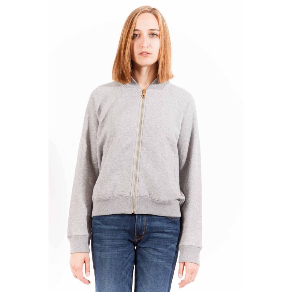 Sweat-shirt zippé en coton gris Gant Chic avec logo