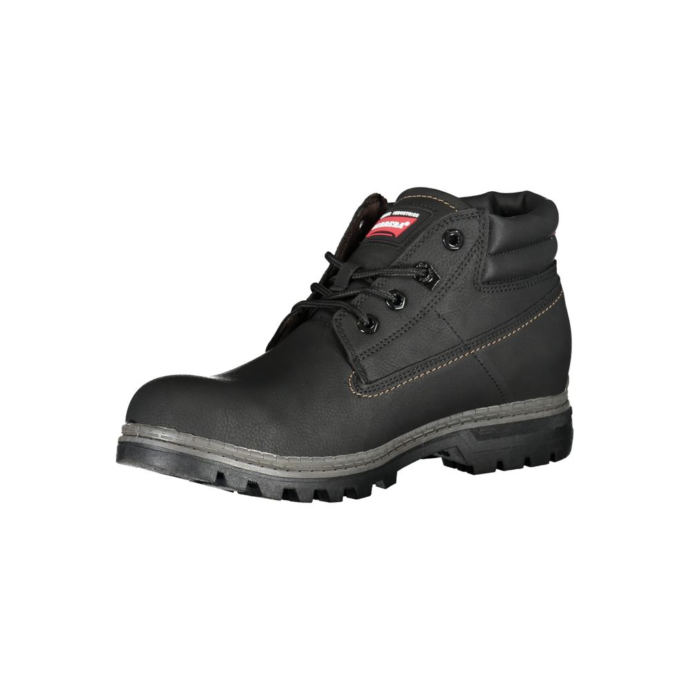 Bottes Carrera Sleek noires à lacets avec détails contrastés