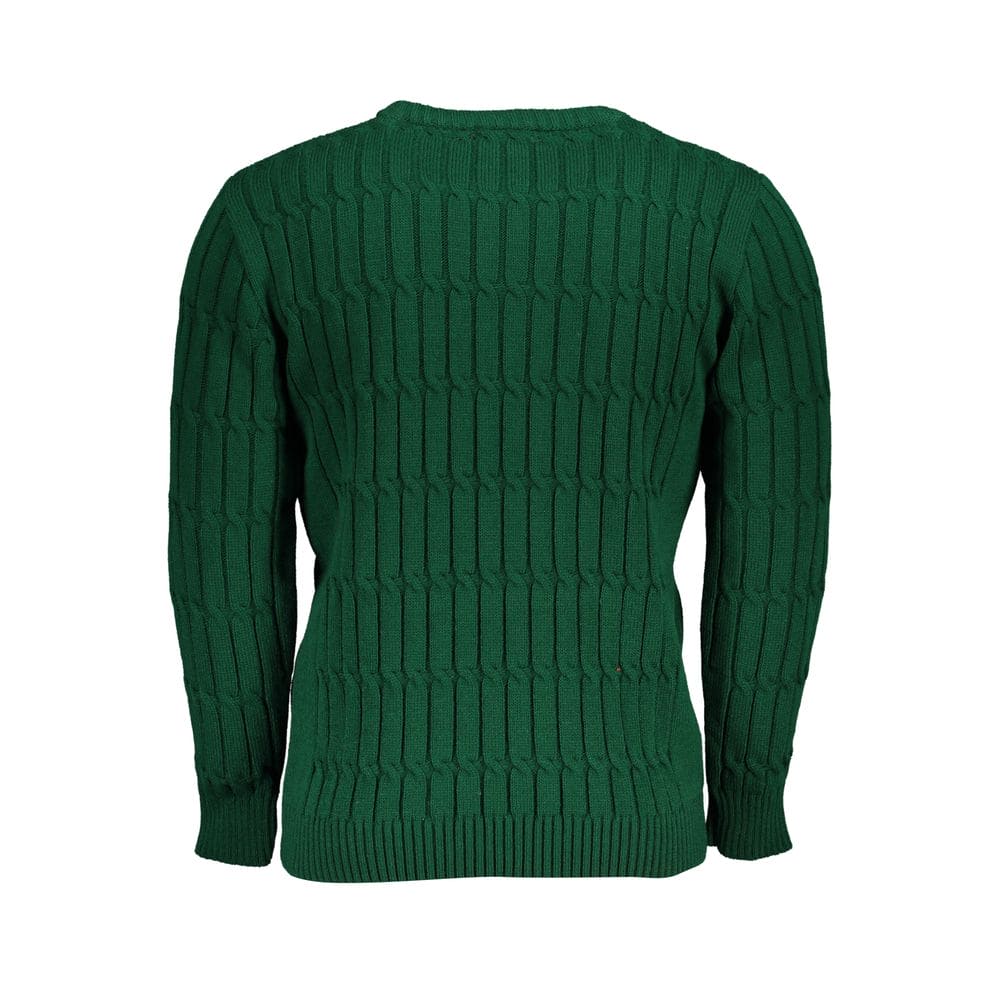 Suéter elegante de cuello redondo trenzado verde US Grand Polo