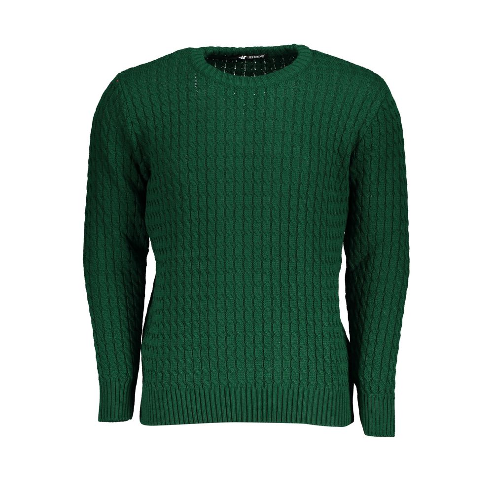 Pull ras du cou en maille torsadée US Grand Polo vert