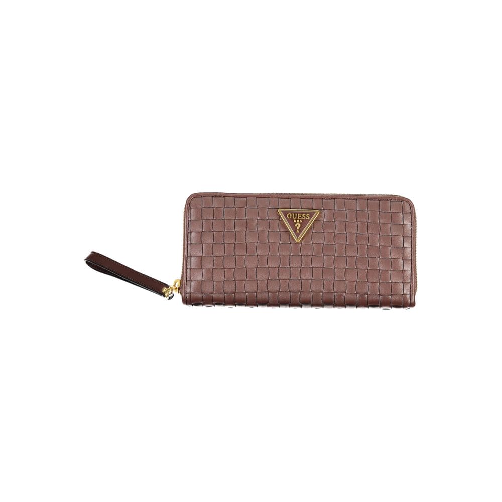 Portefeuille en polyéthylène marron chic avec porte-monnaie Guess Jeans