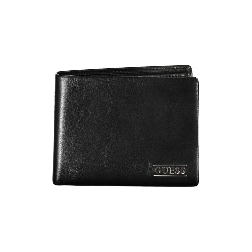 Cartera plegable elegante de cuero negro Guess Jeans