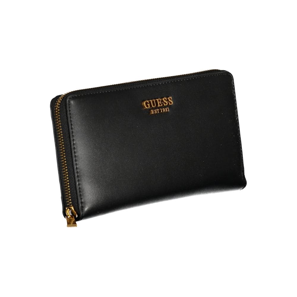 Cartera negra elegante con tres compartimentos de Guess Jeans