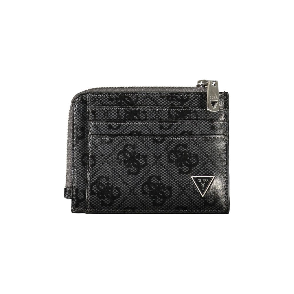 Cartera elegante de cuero negro con detalles en contraste de Guess Jeans