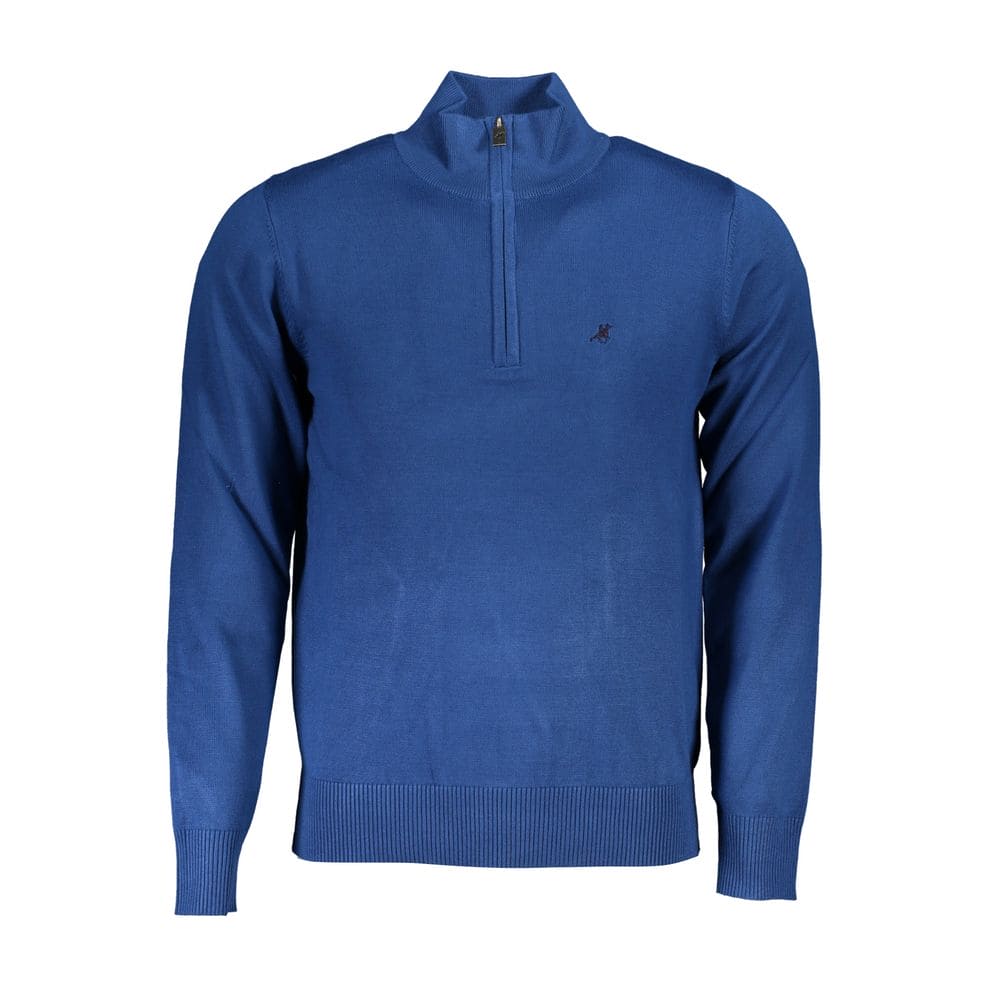 Pull bleu élégant brodé à demi-zip US Grand Polo