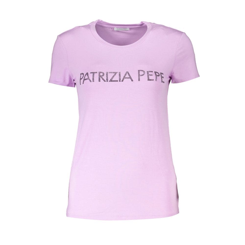 T-shirt ras du cou à strass violet de Patrizia Pepe