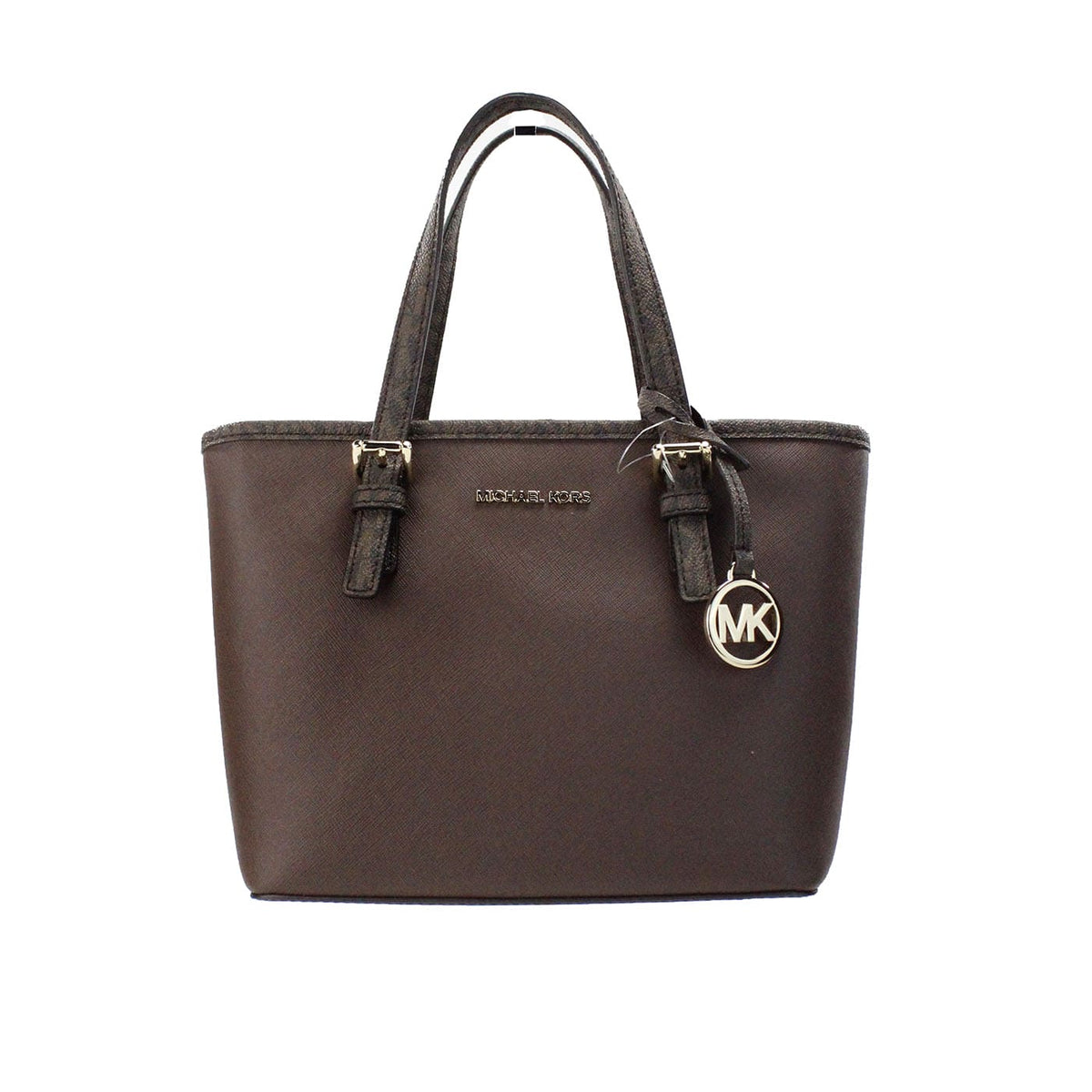 Bolso tote con cremallera superior y acabado en piel color moca Jet Set XS de Michael Kors