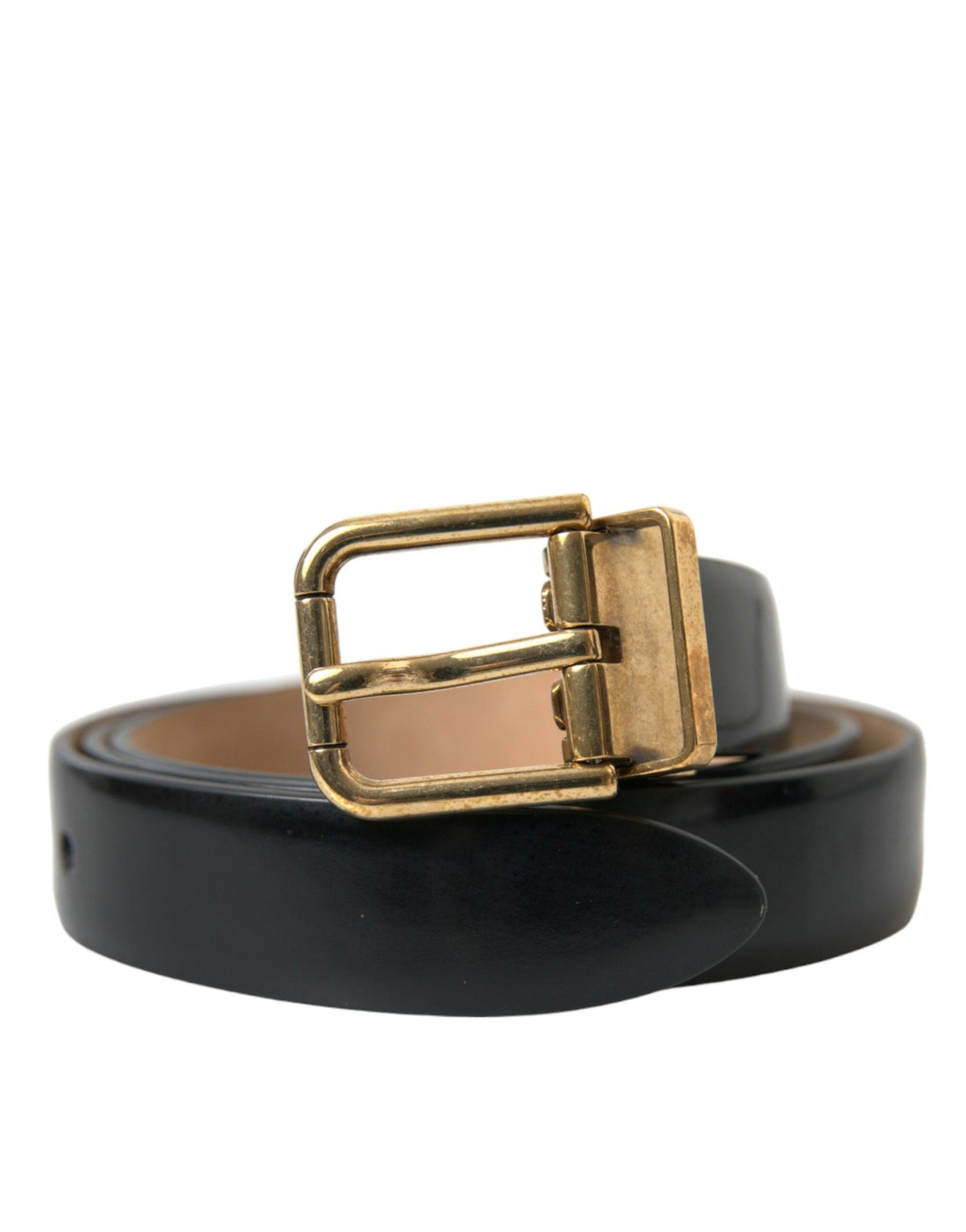 Ceinture élégante en cuir noir Dolce &amp; Gabbana avec boucle à logo